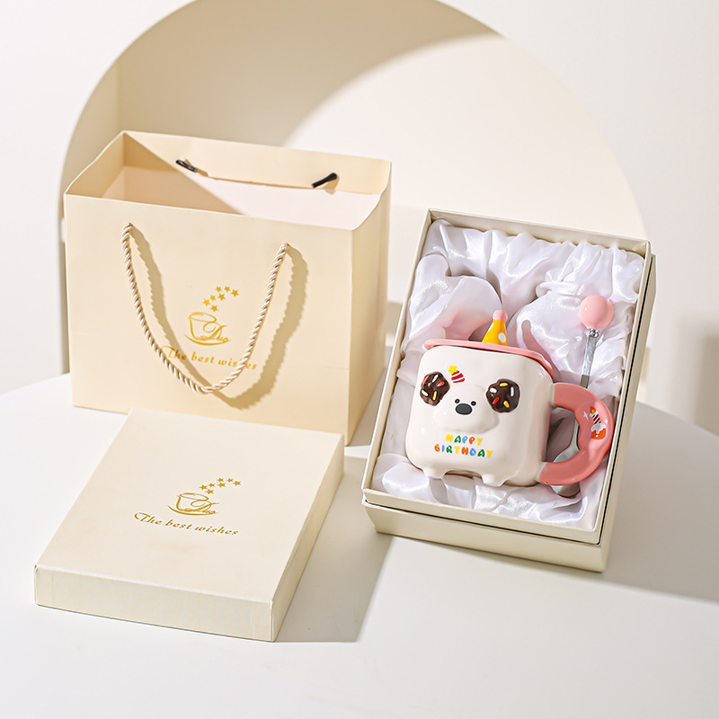 Caricatura encantadora, taza de animales, regalo de cumpleaños, taza de cerámica, taza de desayuno de leche casera