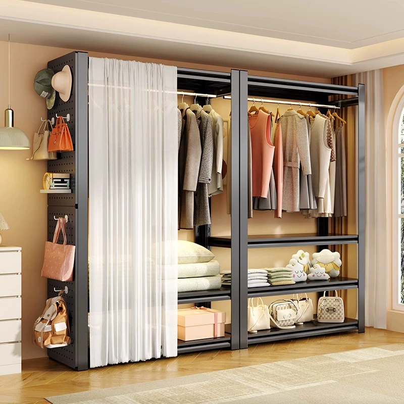 Стеллаж шкаф для хранения домашней одежды Спальня аренда комната простая сборка напоенные полки металлические вешалки