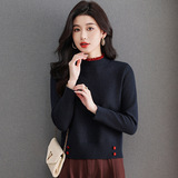 气质短款针织衫女新款秋冬时尚高腰内搭上衣小个子打底毛衣潮保暖，女装针织衫/毛衣，妃慕昵服饰