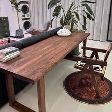 老榆木茶桌台实木书桌家用餐桌大板桌办公桌原木会议桌简约电脑桌