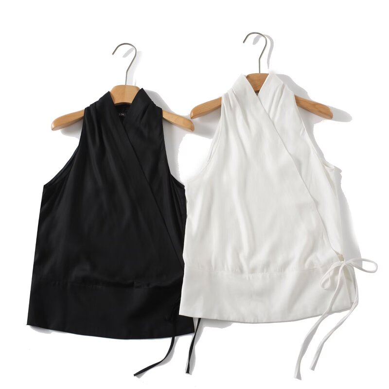 Taop&Za Women's Clothing 2026 Summer New Style Urban Commuter Style Cross-Draped Detail Belt Top 6026 Taop&Za Women's Clothing 2026 Summer New Style Urban Commuter Style Cross-Draped Detail Belt Top 6026