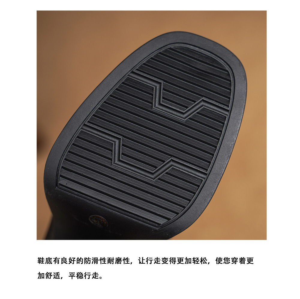 Boot nữ cổ thấp mũi vuông siêu cao gót da bò lót lông cừu ấm áp — màu đen chi tiết 21