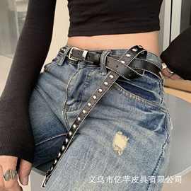 秋季新款个性潮流女士皮带叠戴暗黑风裤腰带牛仔裤高级感配饰腰带