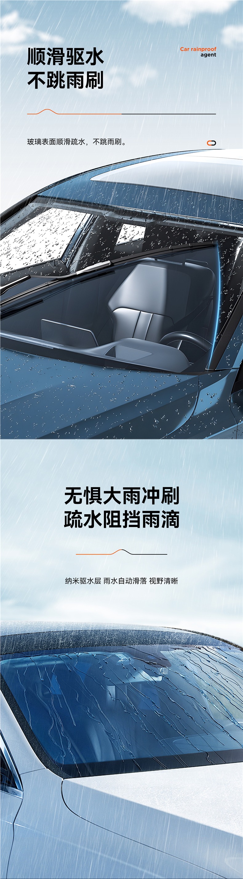 Rearview Mirror Car Anti-Rain Spray Anti-Fog Agent Waterproof Car Window Glass Long-Lasting Defogging Spray for Rainy Days