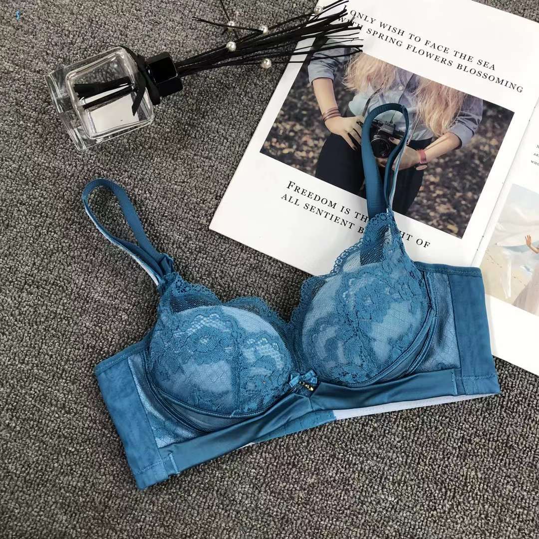 Sujetador de encaje de punto cintura ajustable adelgazamiento pecho ropa interior pequeño pecho push up ropa interior cómoda push up sujetador sin costuras