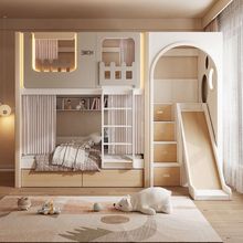 全实木上下铺双层床成人高低床儿童床实木衣柜上下床树屋民宿酒店