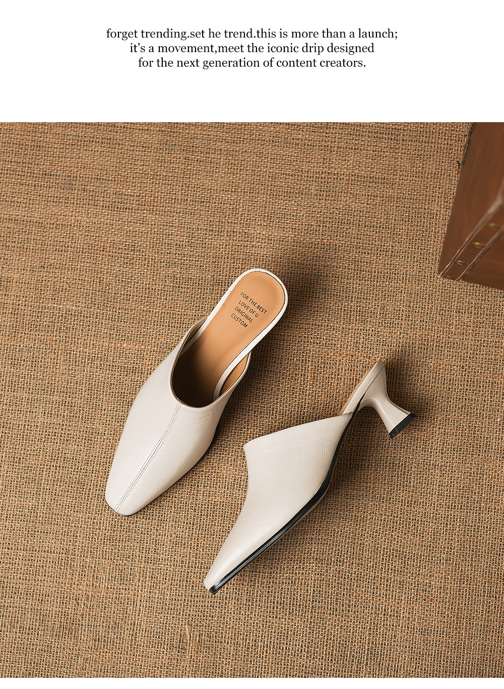 Dép sandal cao gót nữ mũi nhọn quai ngang da dê, gót 5 cm — đen chi tiết 18