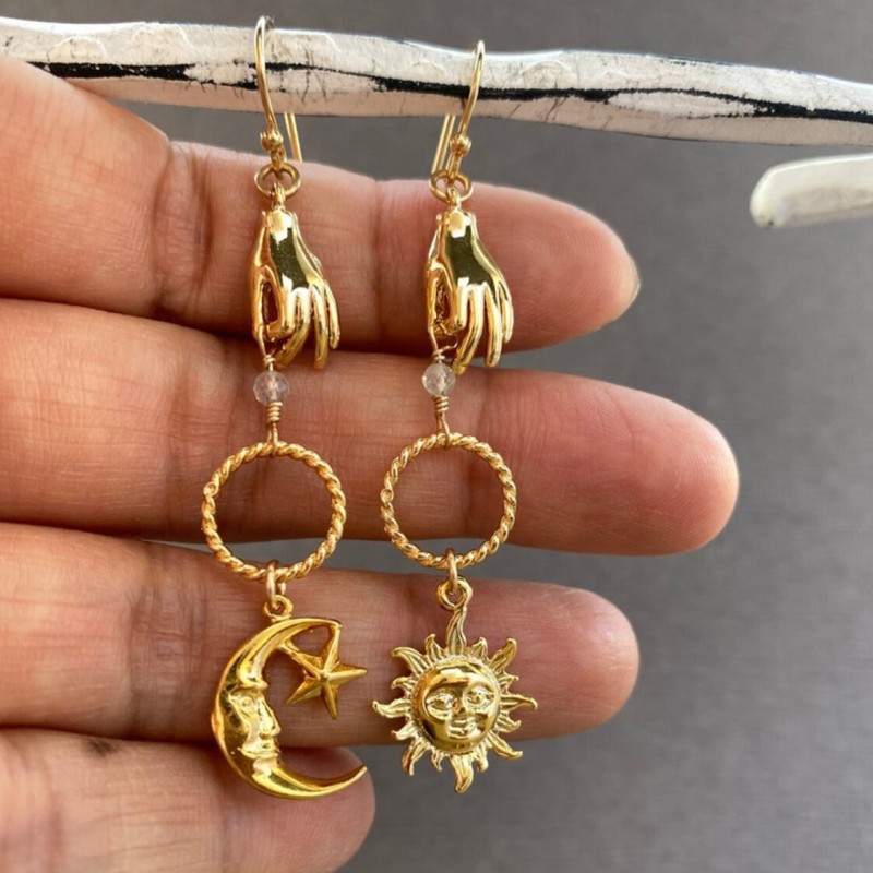Women's Gender 1 Pair Retro Classic Style Sun Moon Plating Alloy Drop Earrings