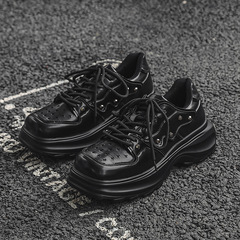 Retro leather shoes for men British 2023 spring and autumn new fashion lace-up shallow mouth versatile platform thick-soled shoes 3322-J