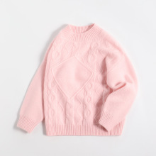 小羊跳跳 秋冬新款儿童麻花100羊绒软糯针织落肩款纯色儿童羊绒衫