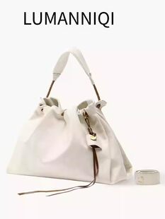 [Same style as Wen Qi] LUMANNIQI Arimatsu Yunduo Tote Bag Garbage Bag Commuting Tramp Bag Slant-Hang Genuine Leather Bag