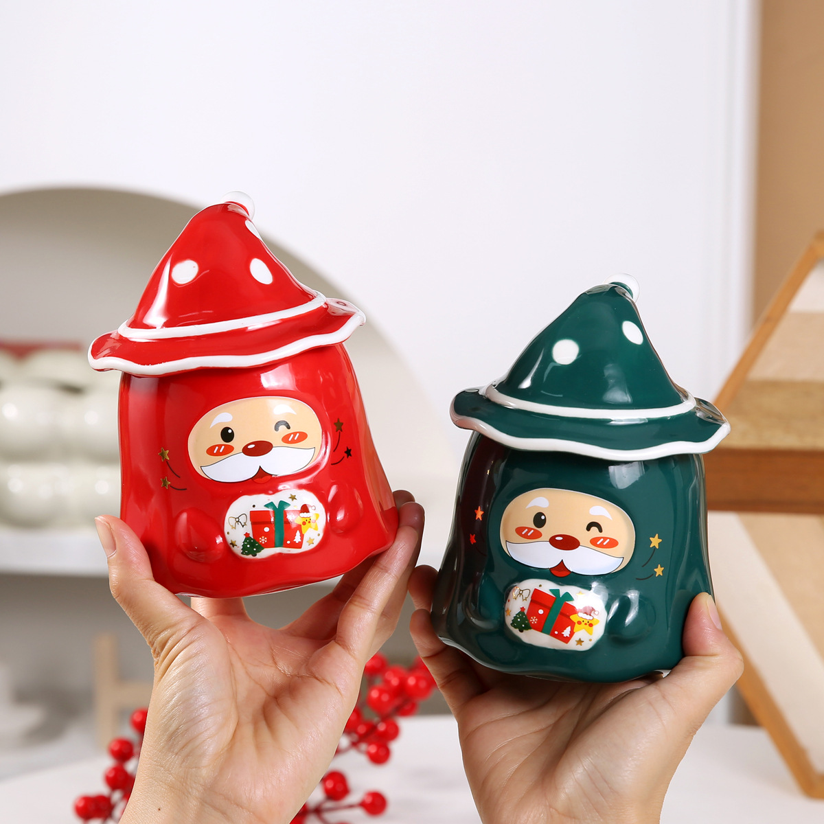 Regalos de Navidad transfronterizos dibujos animados creativos Santa Claus tazas de cerámica regalos de Navidad tazas de regalo