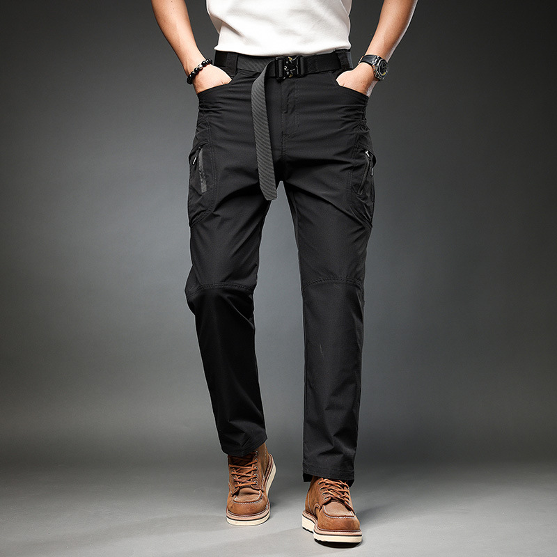 Men's new sports multi-pocket overalls versatile retro loose casual pants fashion brand stretch 2215