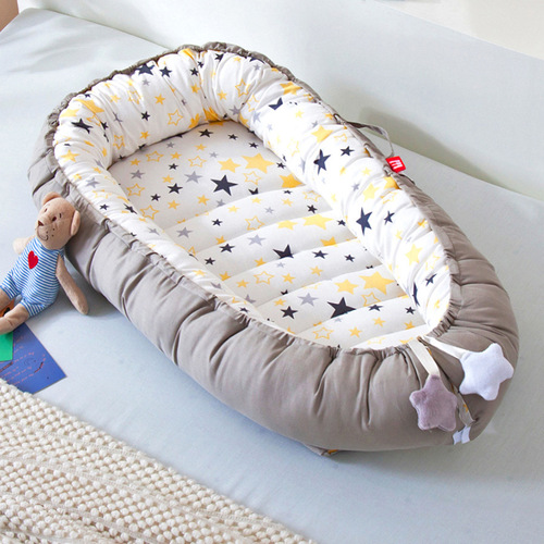 Folding Portable Anti-Pressure Bean Bag Baby Bed Middle Bed Bionic Baby Nest Baby Pillow Travel Baby Bed Cross-border 