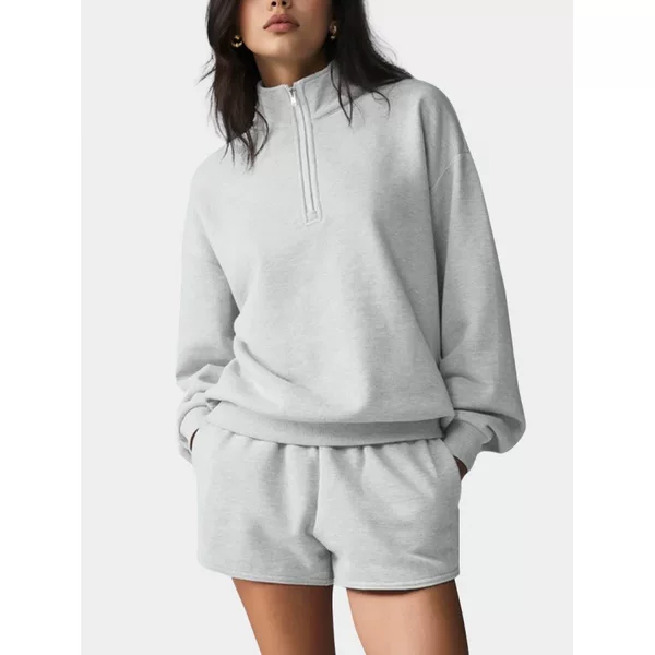 Sports jacket, yoga outfit, casual loose-fitting, versatile, warm, half-zip casual top