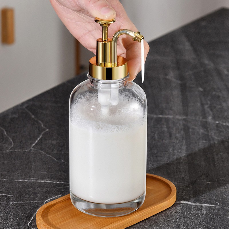 Transfronterizo vidrio blanco 16oz botella de emulsión dispensador de jabón dispensador de café 500ml botella dispensadora de jarabe mayorista
