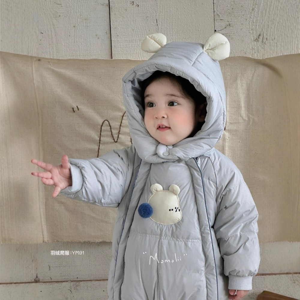 Momo Li Baby Winter down Jacket, Unisex Baby down Jumpsuit, Warm Newborn Cute Outdoor Clothing for Winter