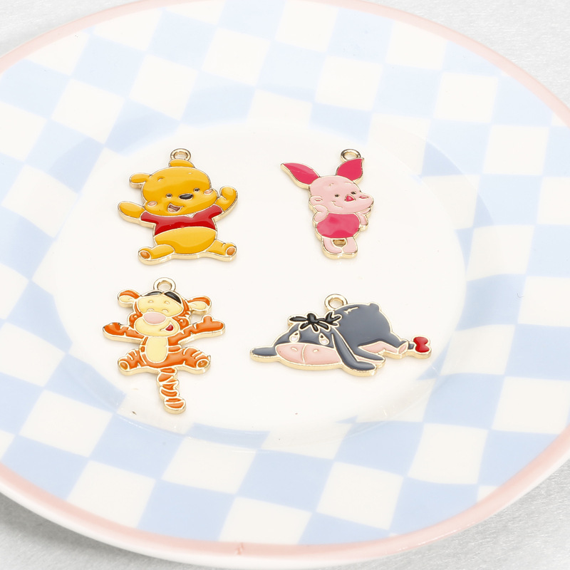 Factory Direct diy jewelry alloy Pooh pig bear Tiger donkey necklace bracelet accessories keychain
