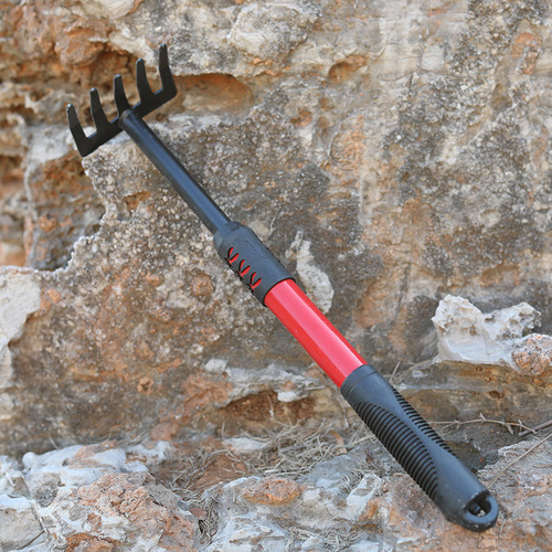 Hardware garden tools, spray-coated steel pipe, extended plastic handle, flower shovel, dual-purpose hoe, five-tooth rake, two-end busy garden shovel