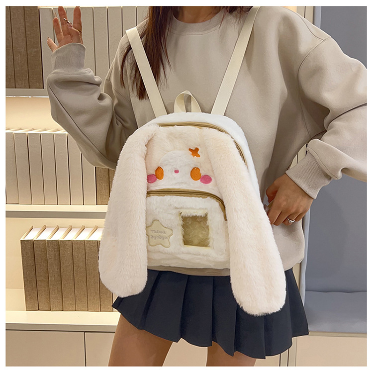 717g Weight Zipper Closure Type Double Shoulder Straps Strap Type Functional Backpack Bags Type Casual, Holiday Occasion Plush Material Women's Backpack Backpack Animal, Cartoon Pattern Spring, Autumn&Winter Season Women's Gender Cute Style Square Shape Animal Cartoon Casual Holiday Women's Backpack Functional Backpack 12