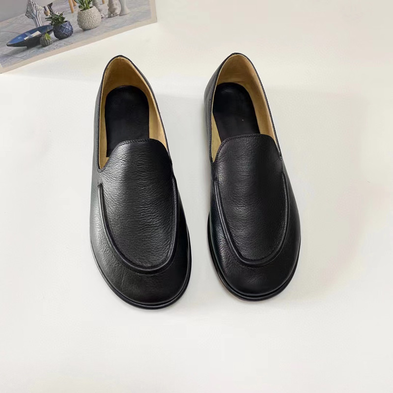 The * Row Single Shallow Mouth Round Head Flat Bottom Small Comfortable and Lightweight Genuine Leather Lefu Workplace_voghion.com