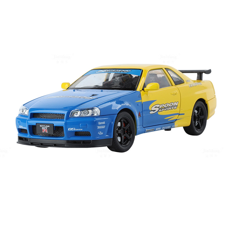 1: 24 GTR modelo de aleación de diseño eco sonido y luz coche deportivo dong ying dios de la guerra coleccionista adornos regalo novio