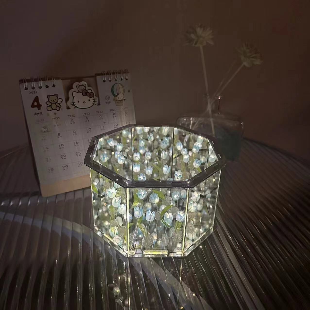 Creativo DIY octogonal rosa mar lámpara de noche 520 día de San Valentín regalo de cumpleaños de novia