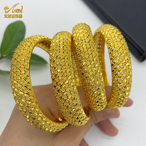 Cross-border 24k gold-plated bracelet Dubai wedding Indian Nigeria women's bridal sand gold bracelet Jewelry wholesale
