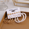 Retro earrings from pearl, fashionable set, European style