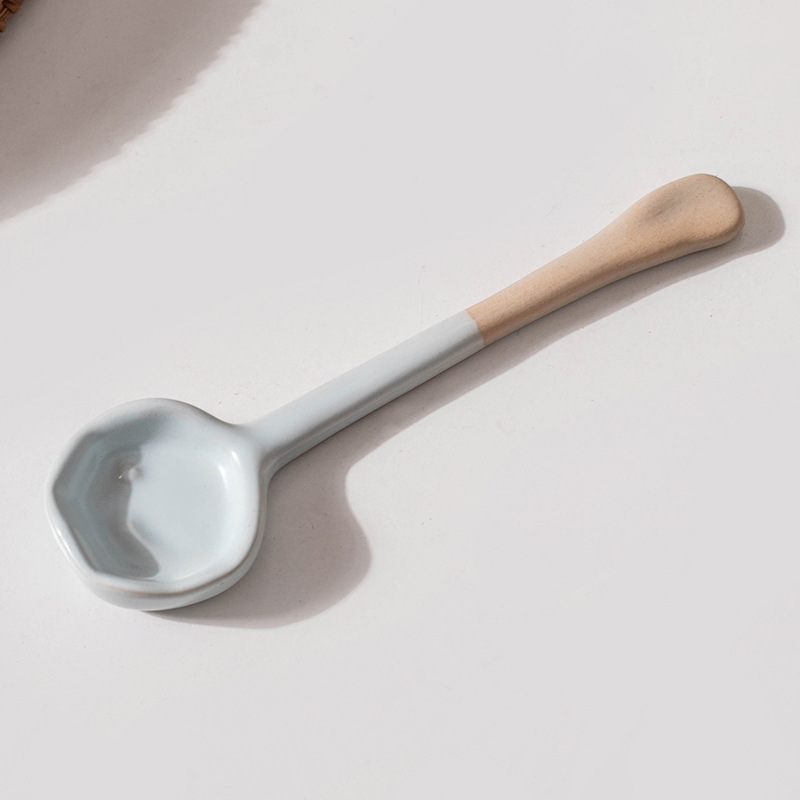 Japanese Ceramic Coffee Scoop With Long Handle Heat Resistant_voghion.com