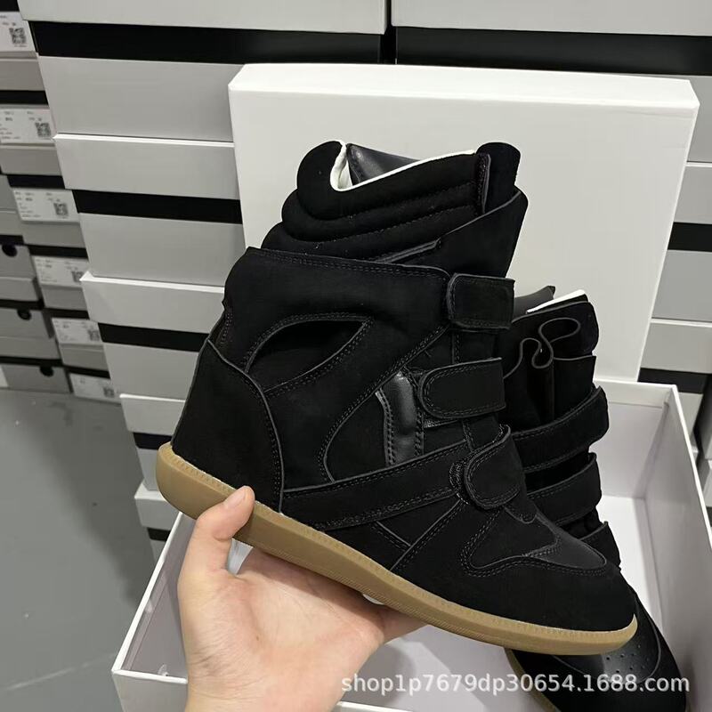 Cross-border Isabel height-increasing shoes, high-top, color-blocked, round-toe, flat-soled casual shoes, versatile style, Velcro sneakers Cross-border Isabel height-increasing shoes, high-top, color-blocked, round-toe, flat-soled casual shoes, versatile style, Velcro sneakers