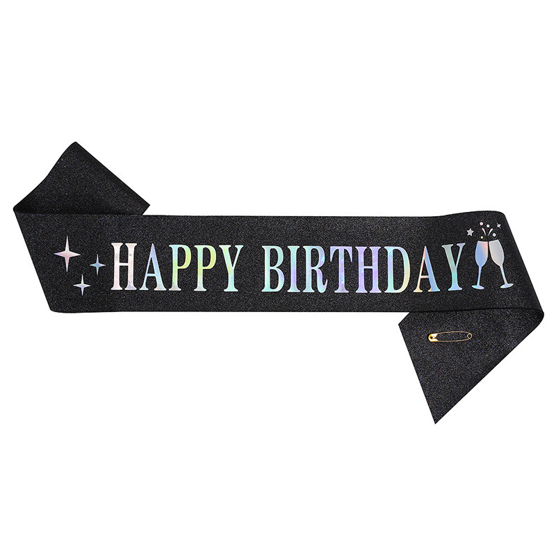 Cumpleaños en stock, banda de cumpleaños, correa de etiqueta, corona de oro rosa, correa de hombro