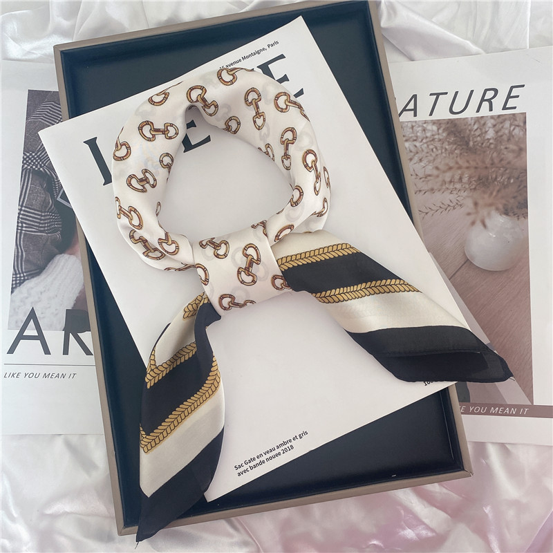 50g Weight Silk Scarf Classification Casual, Daily, Shopping Occasion Satin Material Letter, Flower Pattern Spring&Summer Season Women's Gender Elegant Style Women's Elegant Letter Flower Satin Silk Scarf 1