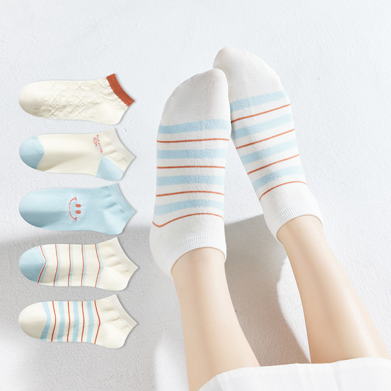 Zhuji calcetines de las mujeres de primavera y verano de corte bajo-Top corto tobillo calcetines de moda de algodón japonés suave sudor-absorbente calcetines de las mujeres al por mayor de algodón