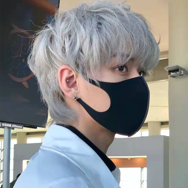 Cross-Border Men's Short Straight Hair Wig, Korean Style with Micro Bangs, Suitable for Daily Wear, Can Be Styled with Side Bangs or Straight Bangs, Granny Gray Full Wig