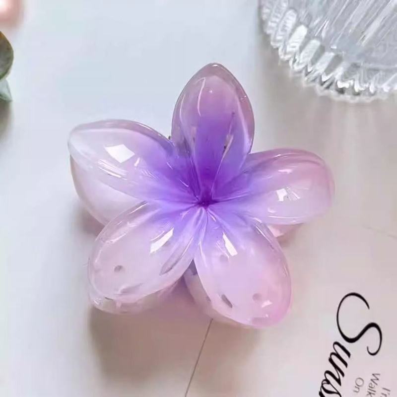 亚马逊跨境爆款网红渐变鸡蛋花抓夹高马尾花朵发夹亚克力头饰热卖|undefined
