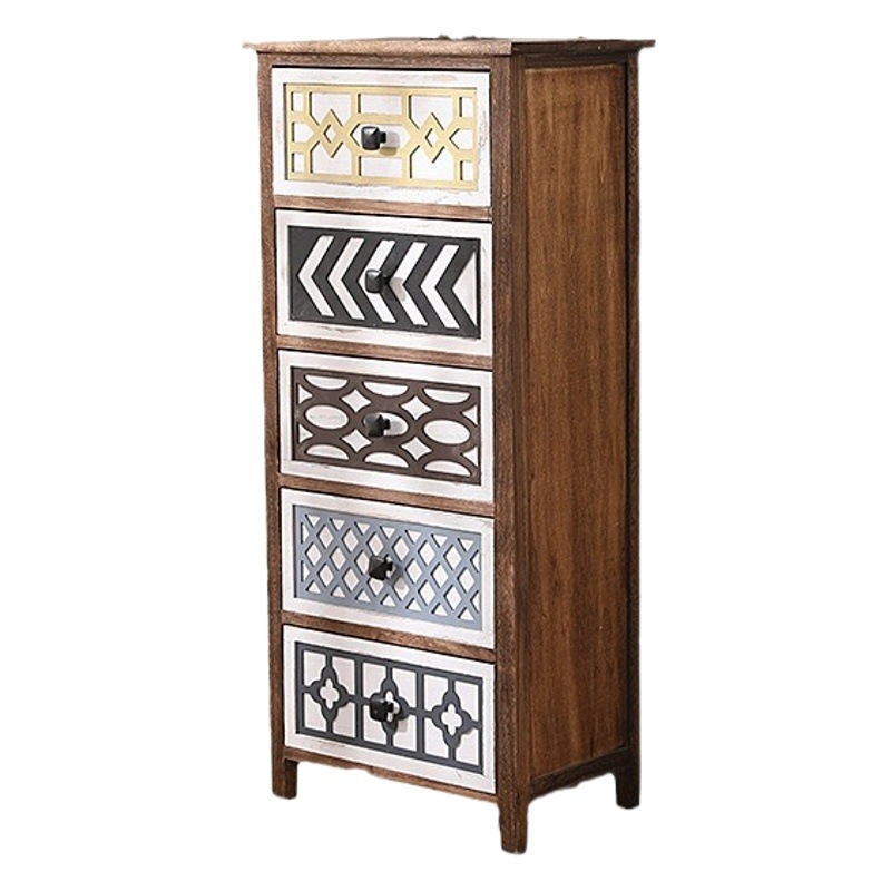 Cross-Border americano cajón gabinete de almacenamiento vintage armario pastoral juguete de múltiples capas de madera en el pecho de cajones creativa mesita de noche