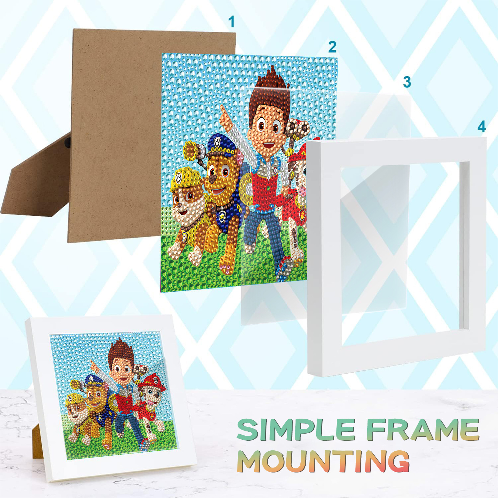 Diamante dibujo equipo de gran trabajo puzzle juguetes de cristal taladro diy material manual paquete pegatinas para niños al por mayor