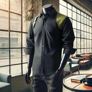 JH Junhong 2025 Early Spring New Long-sleeved Contrast Color Shirt Fashion Loose All-match Casual Shirt
