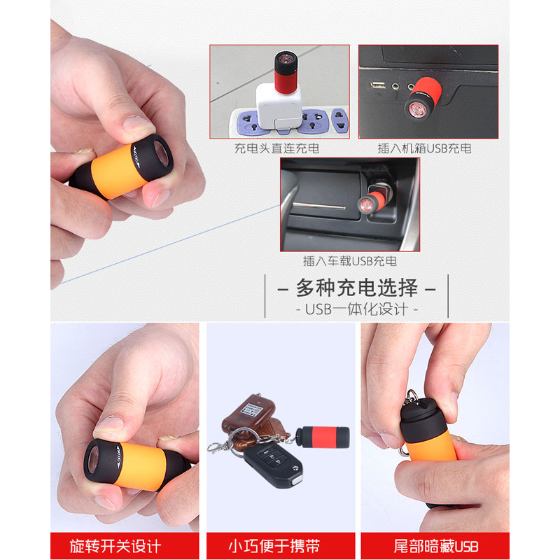 Mini linterna de carga USB transfronteriza LED de plástico doméstico para niños fabricantes de linternas directas