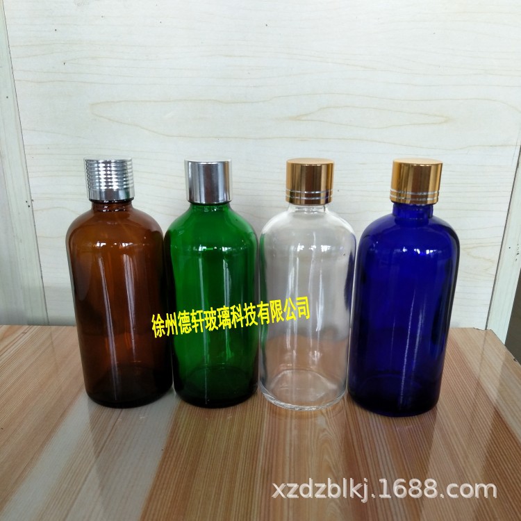 厂家现货批发玻璃瓶100ml 精油瓶绿色 蓝色茶色 透明小酒瓶分装瓶