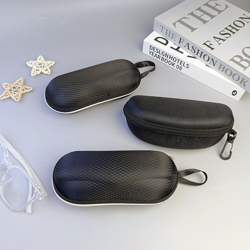 Negro gafas bolsa cremallera ligera gafas de sol bolsa de almacenamiento impreso logo gafas caja de almacenamiento