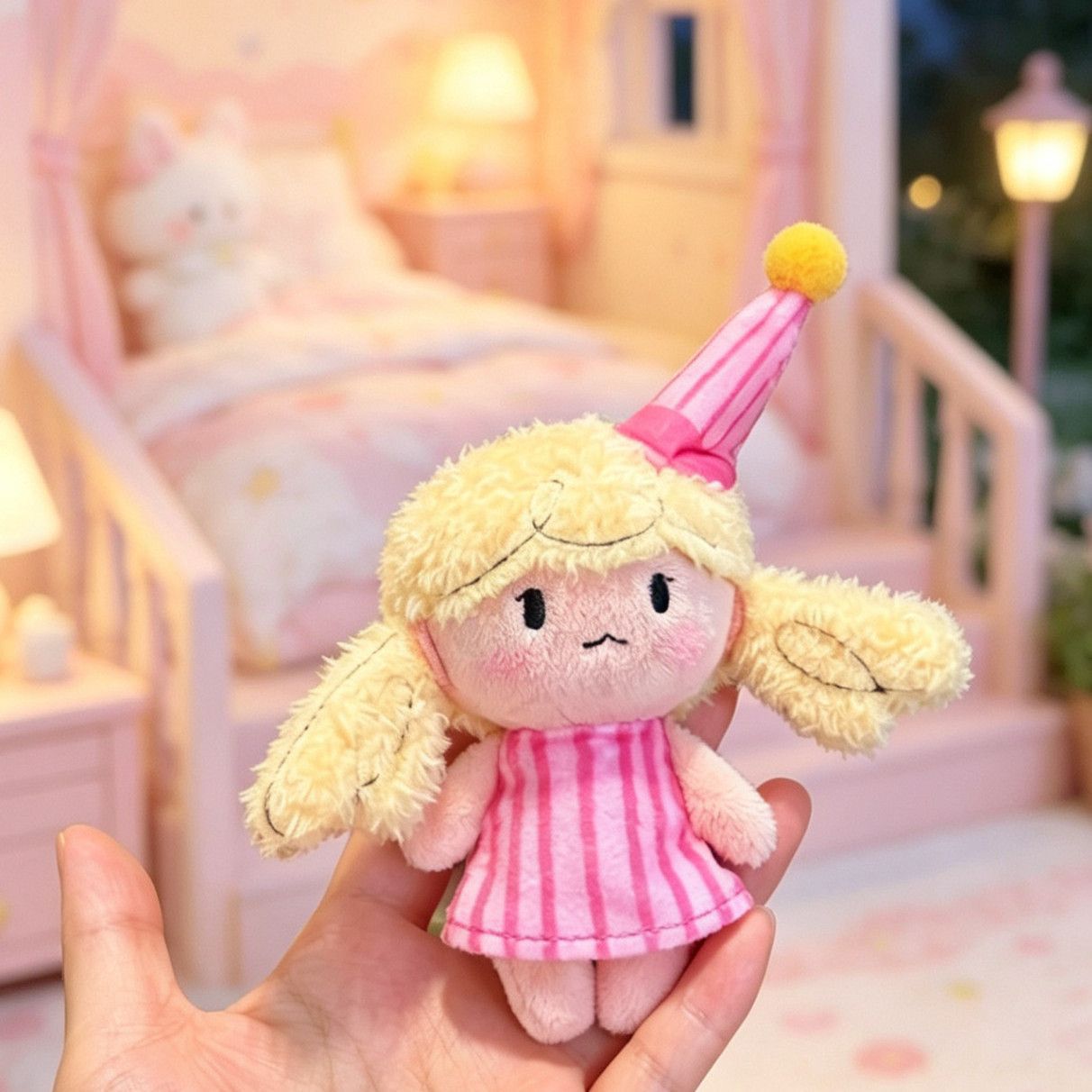 Adoudou Good Night Dream Cute Adoudou Plush Elf Pendant Keychain Pink Star Hat Plush Toy