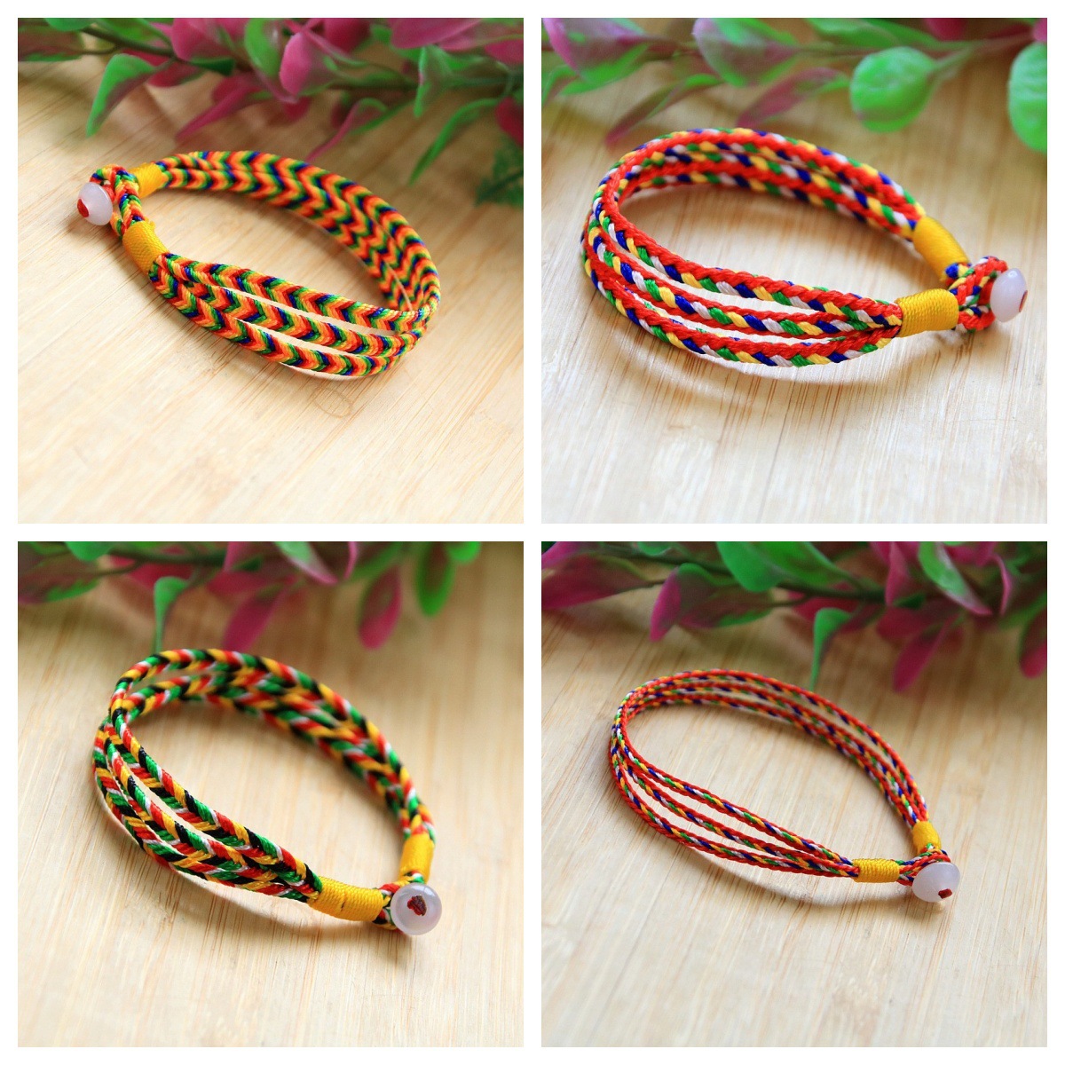 手工编织端午节五彩绳手链男女本命年三生绳手链幸运红绳手链批发