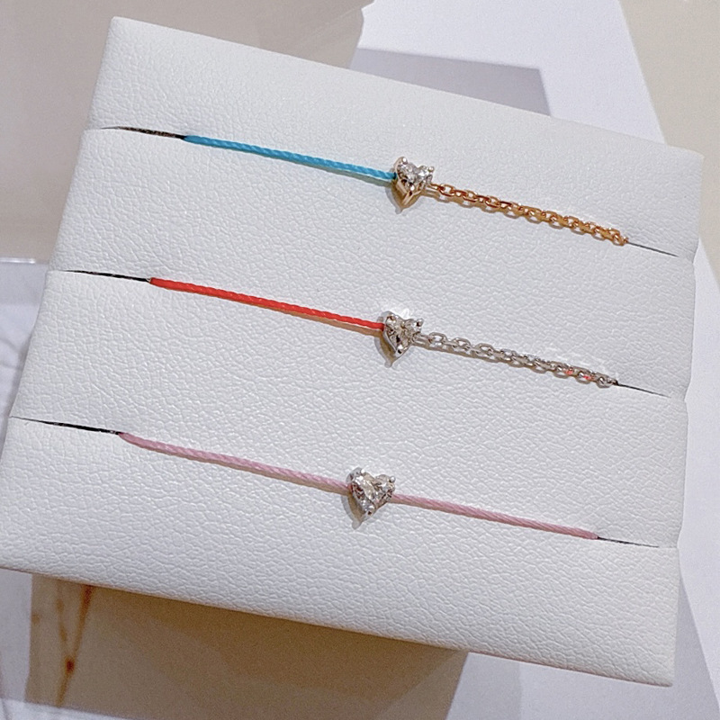 High-Looking French Paris Red Rope Bracelet, Small Fresh Heart Diamond-Encrusted Girl's Sweet Zodiac Year Bracelet and Hand Jewelry