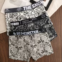 Мужские хлопковые модные стильные молодежные боксеры с героями мультфильмов для мальчиков, новые удобные дышащие шорты-боксеры