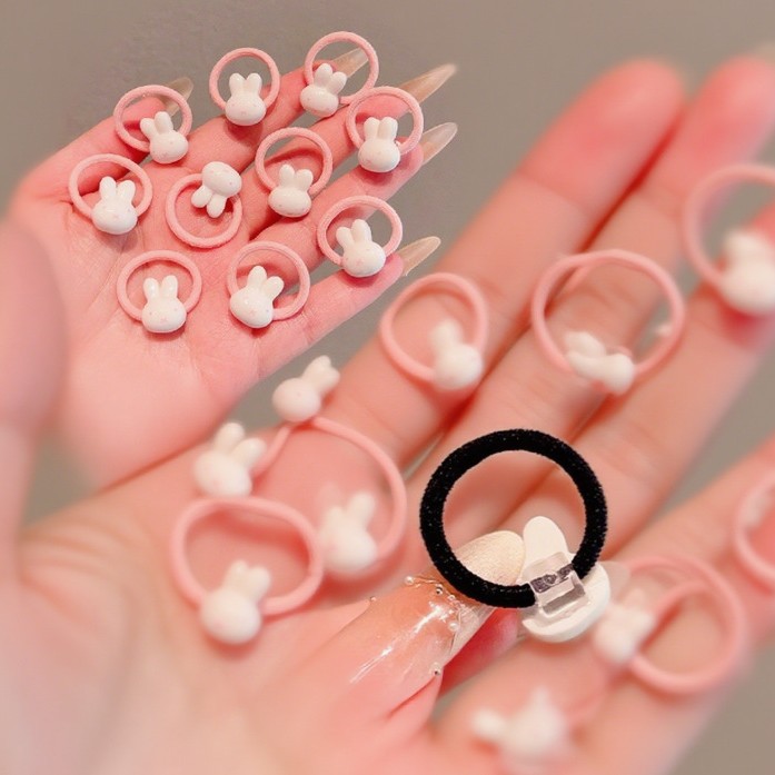 Niños lindos Miffy Dedo anillo para el cabello bebé pequeña banda de goma para el cabello de la niña atada cabello no daña cabello