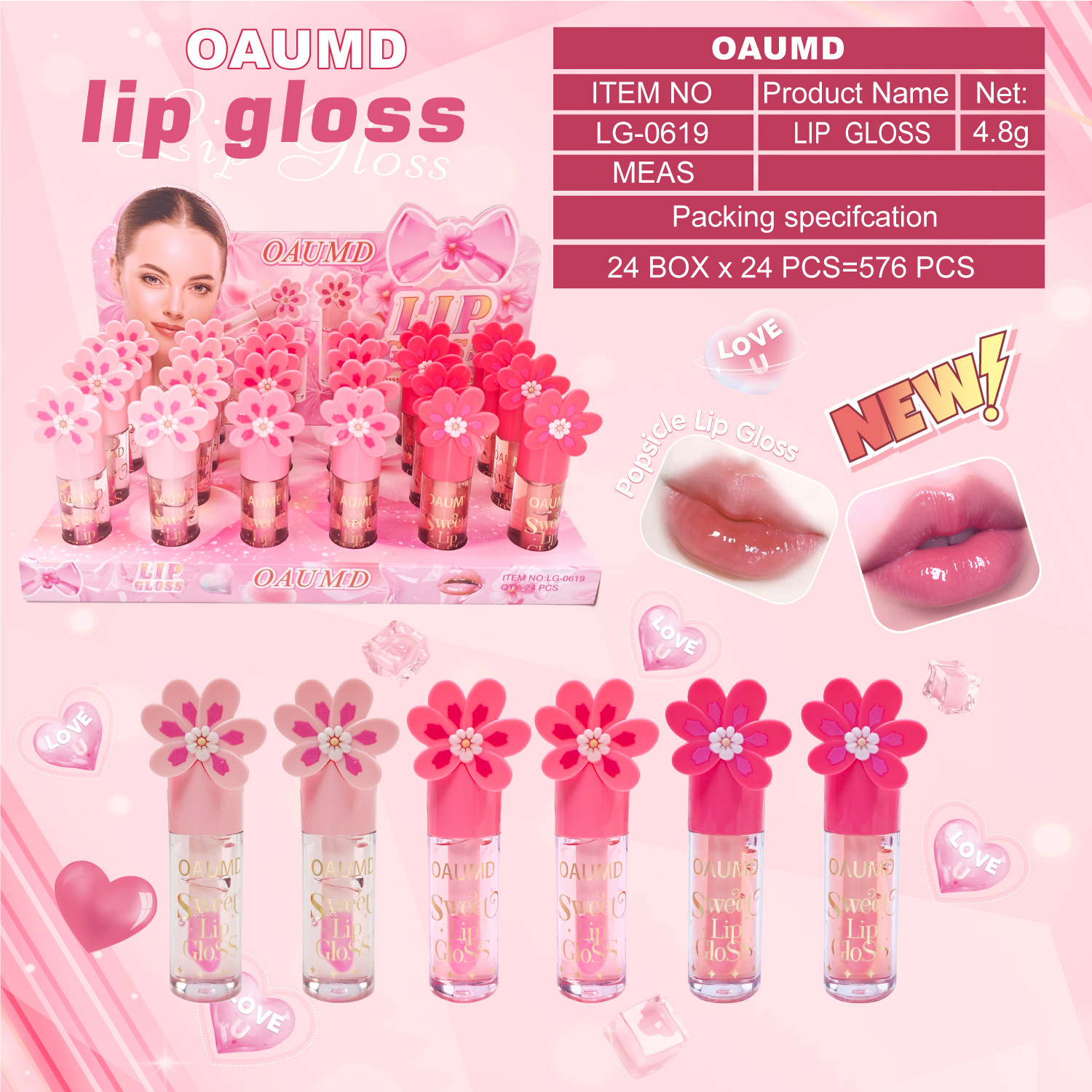 OAUMD comercio exterior transfronterizo nuevo esmalte labial hidratante perdurable colgante de dibujos animados manzana frutas lipstick