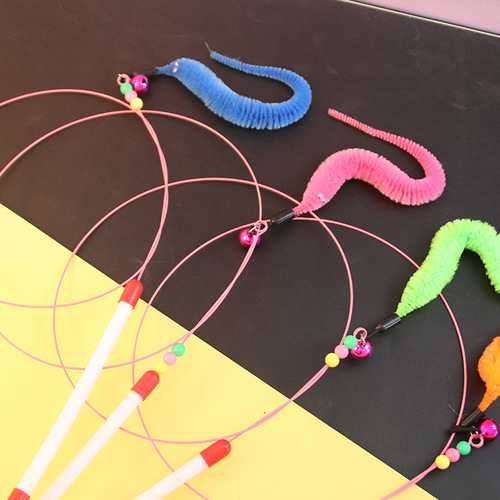 Cat Funny Stick Manufacturer Long Steel Wire Cat Funny Stick Caterpillar Funny Cat Toy Self-Happiness Relief Cat Funny Stick Wholesale