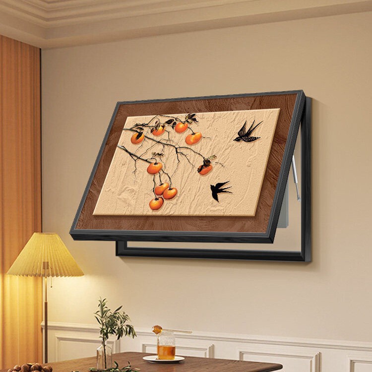 2026 Persimmon Good Luck Vintage Style Electric Meter Box Covering Painting for Living Room and Dining Room, French Retro Decorative Painting 2026 Persimmon Good Luck Vintage Style Electric Meter Box Covering Painting for Living Room and Dining Room, French Retro Decorative Painting